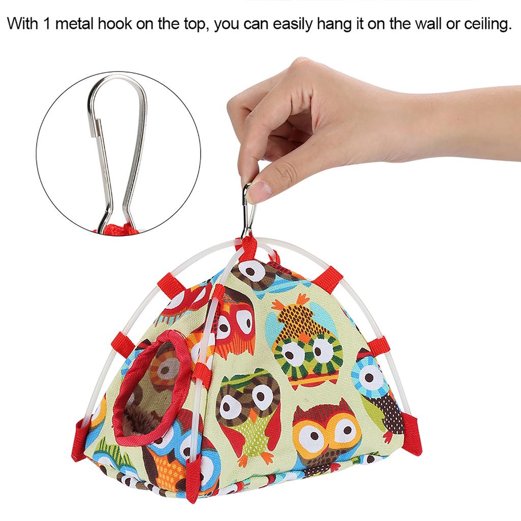 Windproof Warm Snuggle Hut Cage Bed Cave for Pet Bird (Owl S)