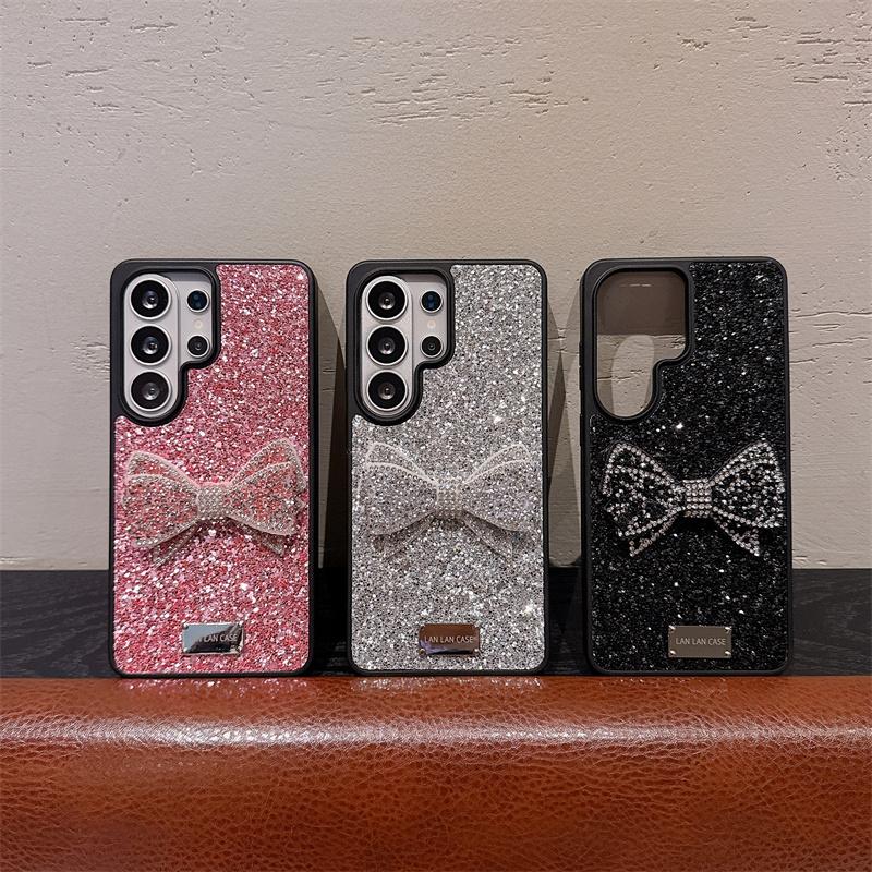 New 2026 Luxury Glitter Rhinestone Bow Case For Samsung Galaxy S26 Ultra INS Elegant Shockproof Protective Cover 3 Colors