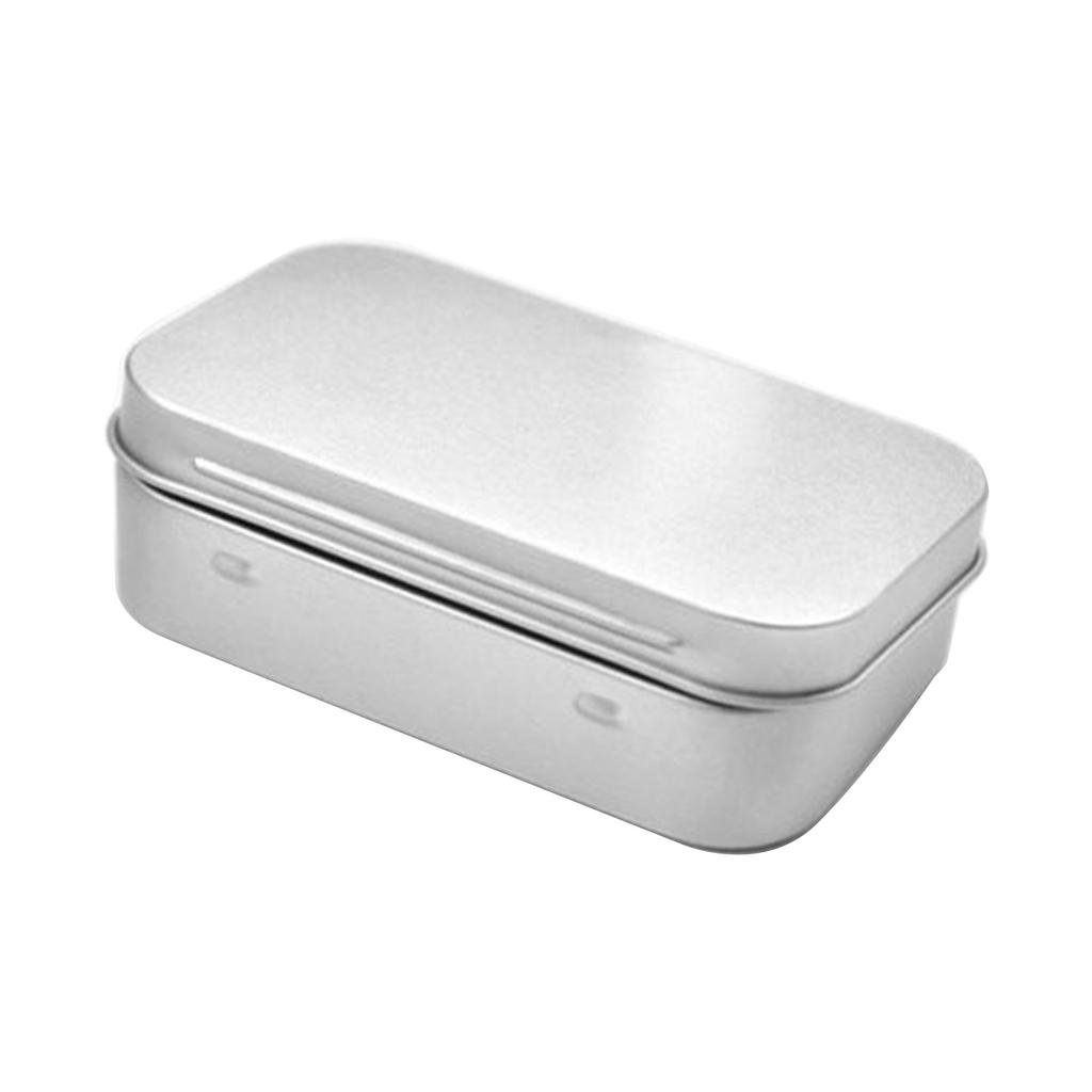 Rectangular Storage Container Convenient Small Metal Tin with Lid Tinplate Slide Cover Jewelry Organizer for Women Girl