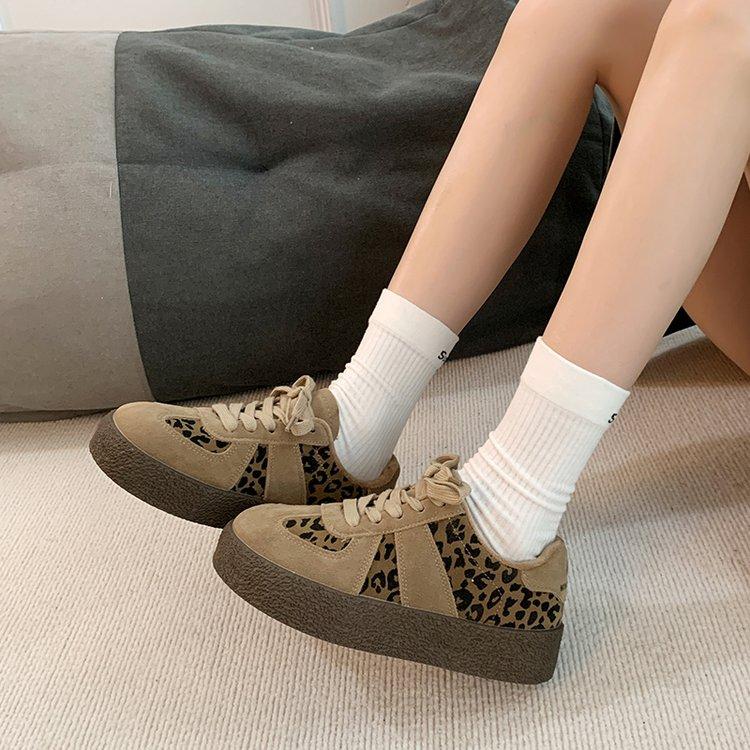Damen Leopard Sneakers Ballerinas Plateau Freizeitschuhe Herbst Neue Mode Sport Wanderschuhe Mujer Zapatillas