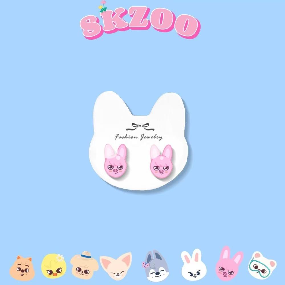 Skzoo auf Lager Stray Kids Skzoo Cartoon Ohrringe 925 Silber Hypoallergen Ohrstecker Mode Kpop Merch