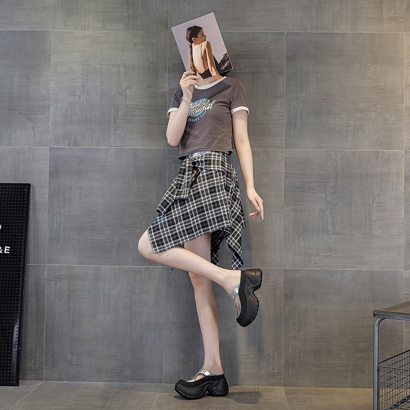 2508 Thick-soled One-pedal Lazy Shoes for Women's Summer New Hollowed-out Small Man with Inner Height Increase and Outer Bag Head.