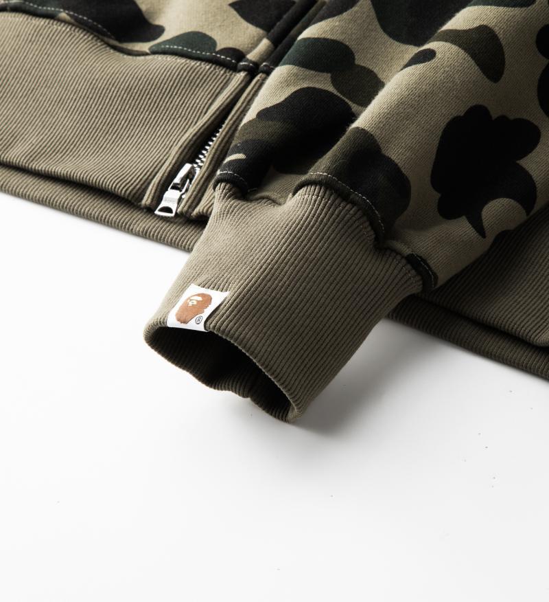 Hello Kitty Camouflage Shark Head Hoodie: Men's Cartoon Zipper Jacket