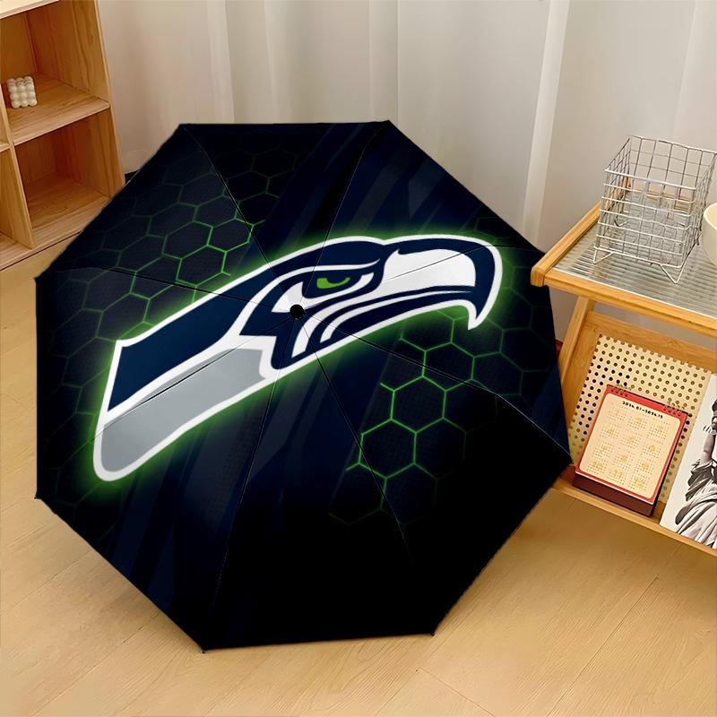 Seattle Seahawks Print Auto 8?Ribs Folding Umbrella Wind Resistant Lightweight Automatic Umbrella For Daily Travel