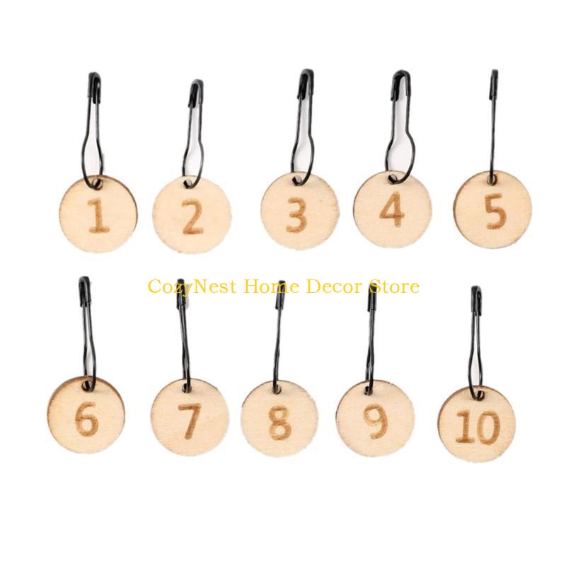 

92MF Knitting Needle Guage Ruler Needle Guage Tool, Wood Locking Stitches Marker with Clasp for Hand Knitting Weaving Project