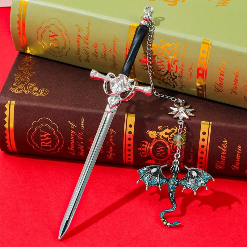 2 Pcs Dragon Swords Bookmarks Metal Page Markers Fantasy Bookmarks Stylish Reading Bookmarks Creative Bookmarks for Boy