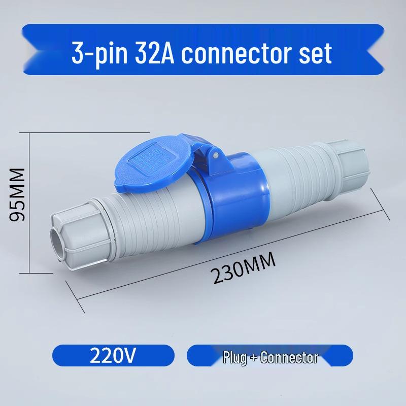 Waterproof 3-Pin 5-Hole Industrial Socket Connector (16A/32A) - Male-Female Mating, Non-Explosion-Proof.