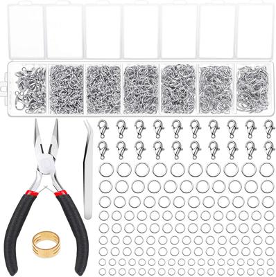 Anillas de Salto y Alicates para Joyería para Fabricación de Joyas, Kit de Reparación de Collares de Joyería de 1203 Piezas para Pendientes, Collares, Anillos, Pulseras Fabricación Artesanal,