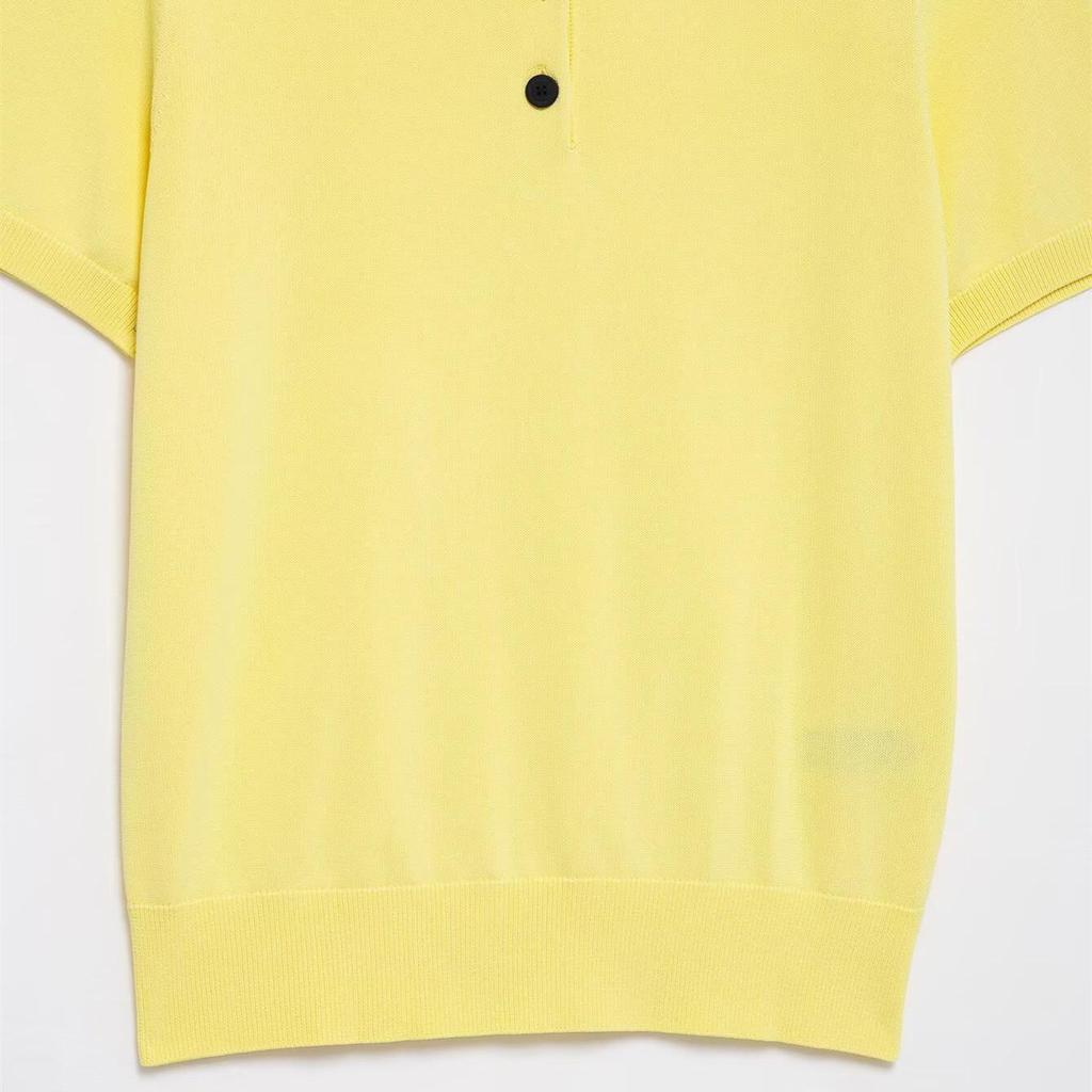 Spring 2025 Women's Slim-Fit Knitted Polo Shirt with Short Sleeves