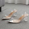 Sandals women 2025 summer new rhinestone sexy breathable thick heel high heel pvc ladies shoes sexy