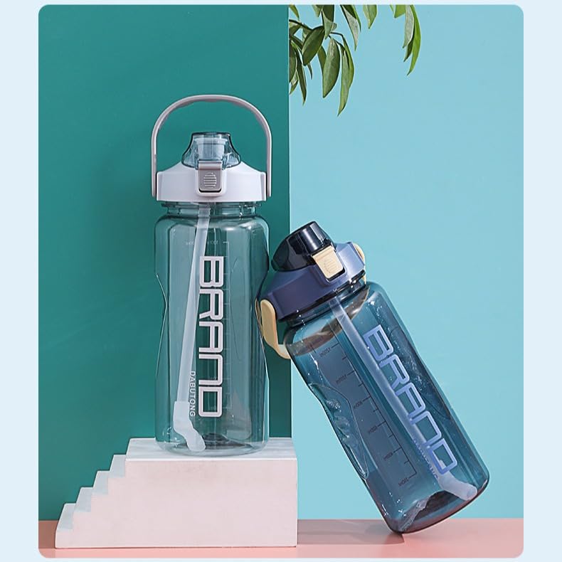 NAWEN 1500ml Large Capacity Water Bottle with Direct for Adults and Ideal for Outdoor and Gray Straw, Dual-Use, One-Click Opening, Drinking,