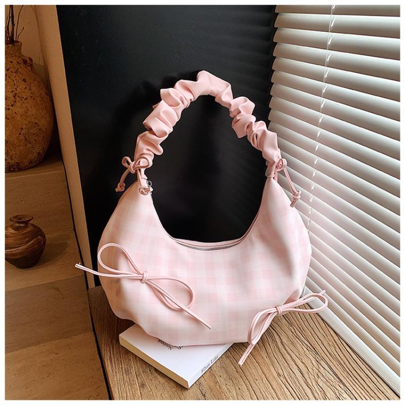 Plaid Bag Women's Large-capacity New Summer Versatile Niche Pleated Shoulder Messenger Bag Dumpling Bag