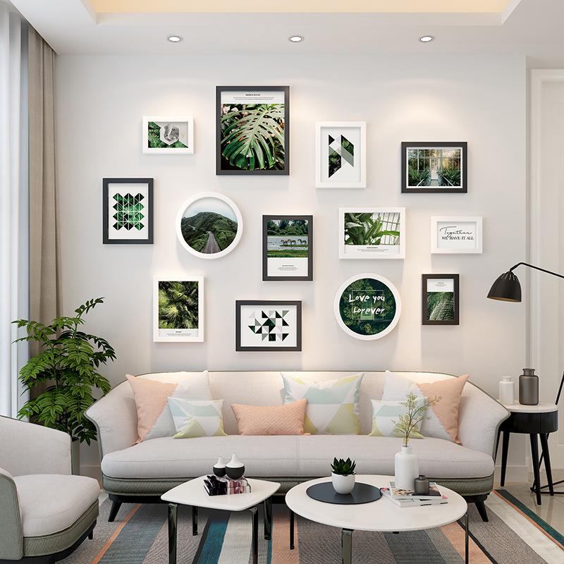 Living Room Photo Wall Decoration Creative Combination Photo Frame Without Punching Holes Landscape Painting Wooden Frame
