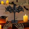 Large Twinkle Bat Candlestick Halloween Light-up Bat Candle Holder Gothic Candelabra Centerpiece with LED Twinkle Light for Home Dinner Table