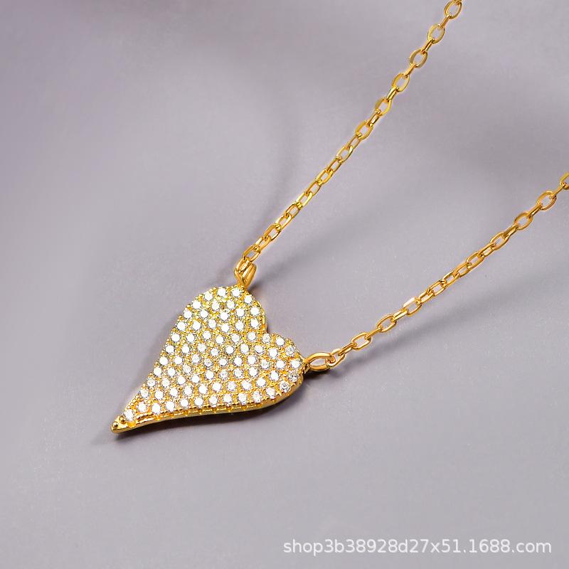Sterling Silver 925 Net Red Ins Love Pendant Necklace Women's Personality Fashion Collarbone Chain Jewelry