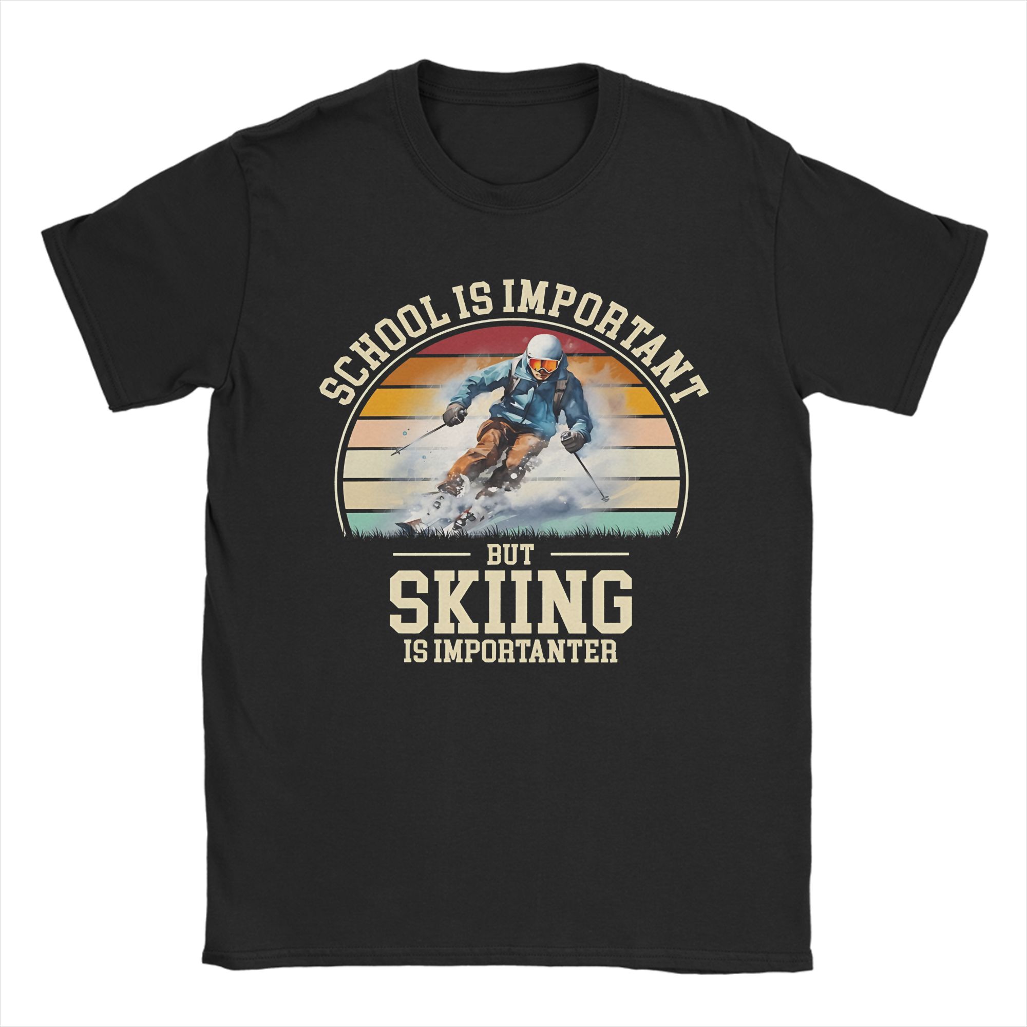 Ski Dad Funny Cute Winter Skiing TShirt Beach  100 Cotton T Shirts For Mens Fashion Design Shirt ShortSleeved Y2K Fun Top Tees S