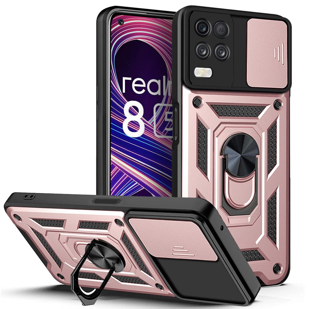 Voor Realme 8i Hoesje Realme 8 Cover Realme 8 Pro 8s 5G 8i Magnetische Ringhouder Armor Telefoonhoesje Schuif Camera Bescherming Achterklep