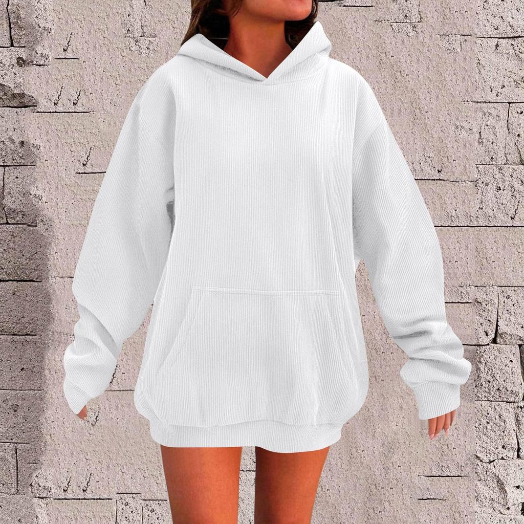 Damen Oversized Sweatshirts Fleece Hoodies Langarm Pullover Outfits Mit Tasche