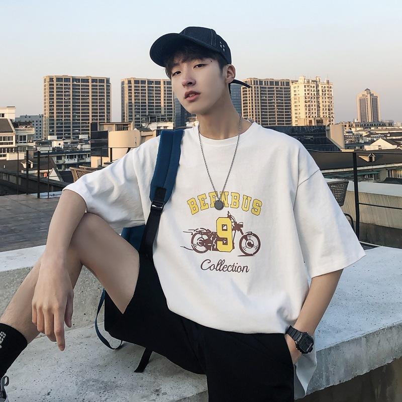 Simple T-shirt Men's Print Summer Trendy Printed Cotton Short Sleeved Loose Trendy Breathable T-shirts