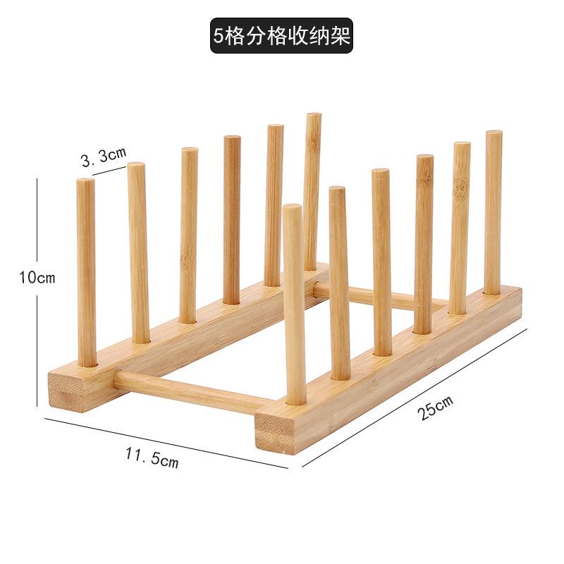 Kitchen Dish Drain Rack Wooden Display Stand Drainer Holder Drying Bowl Holder Simple Pot Lid Shelf Dinnerware Storage Organizer
