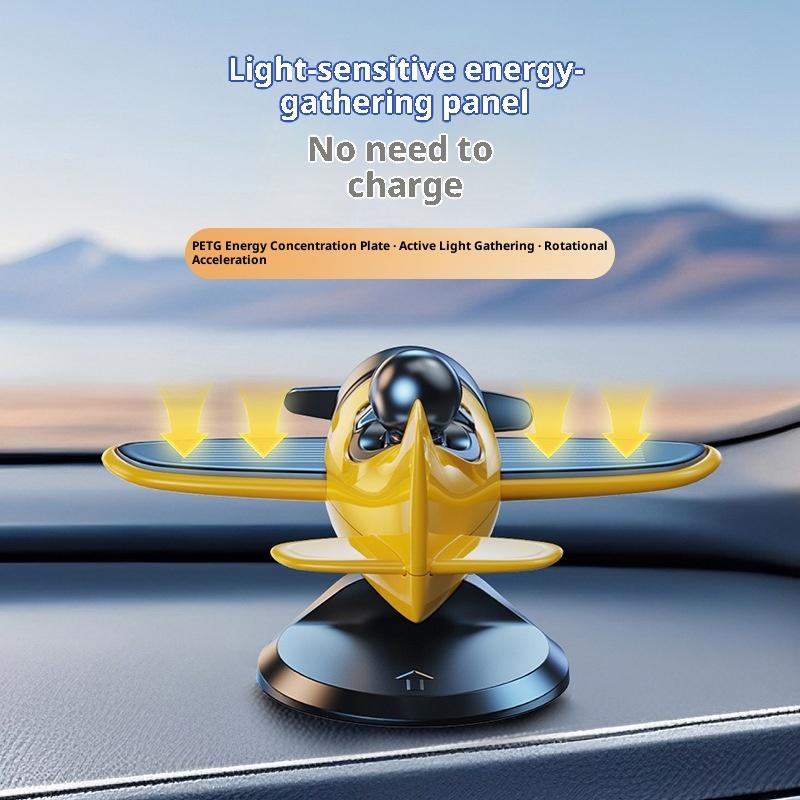 1 Stück Solarbetriebenes rotierendes Flugzeug Auto Armaturenbrett Ornament 360° Auto Spin Dekoration Flugzeug Ornamente Auto Innenraum Dekoration