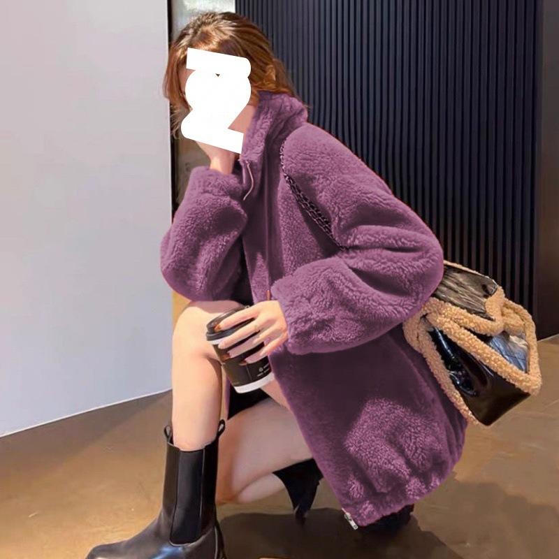 Women's Trendy Winter Coats with Velvet and Thickened Double-sided Velvet Stand-up Collar Warm Sweatshirt for Women Cardigan Zipper Fleece for Women