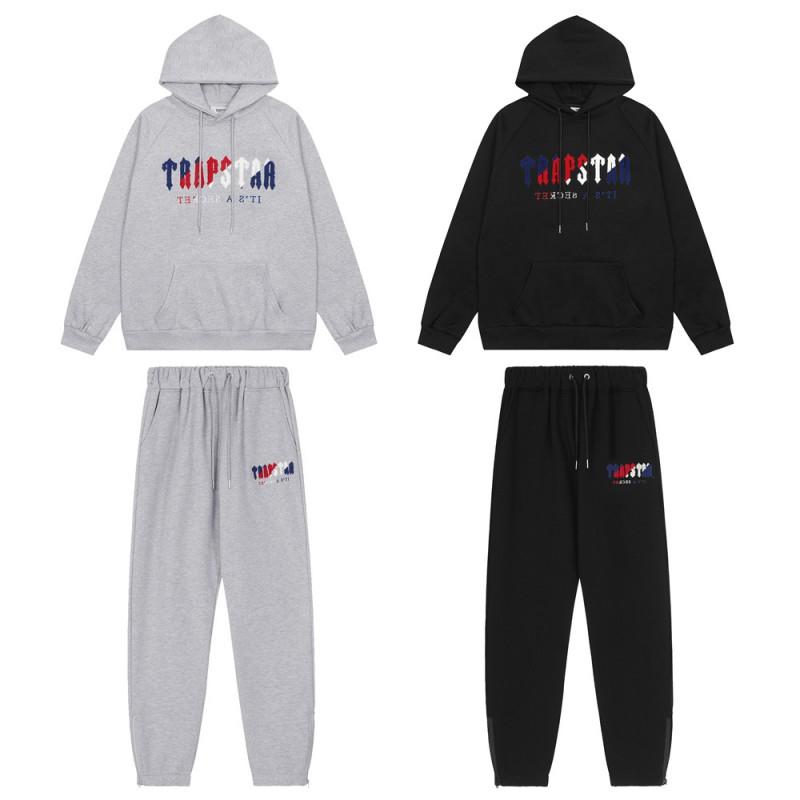 Herren Gradient Buchstaben Bestickter Hoodie Jogginganzug Set - Übergroß Fleece Warm Lässig Trainingsanzug Winter