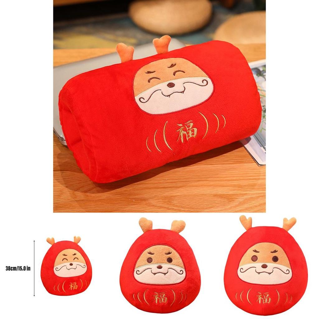 Peluche Drago Dharma Bambola Drago Rosso Drago di Capodanno Drago della Fortuna Cuscino da Collo Scaldamani Peluche Drago