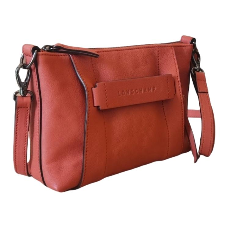 Longchamp 3D Silver Hardware Leather Crossbody Shoulder Bag Small Women Bags Orange-Red 10199HCV003