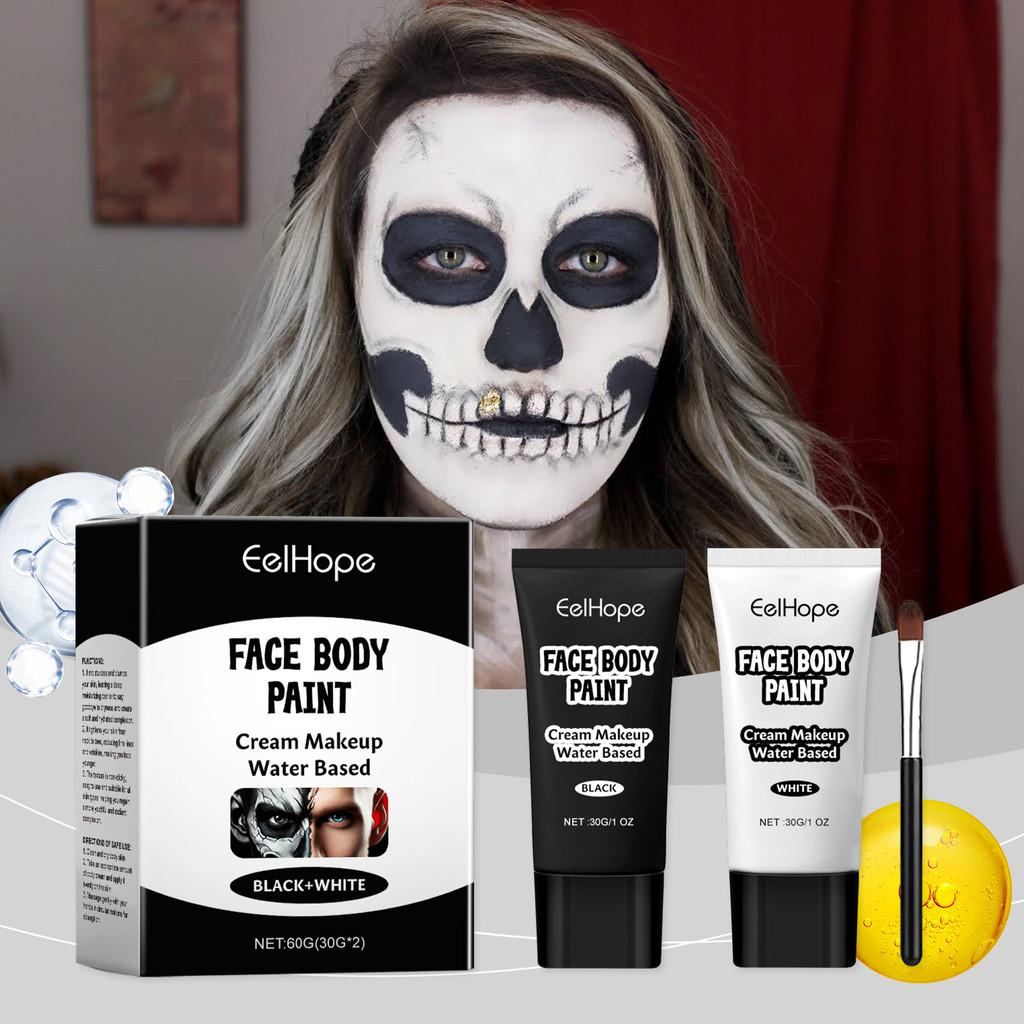 Eelhope Halloween Black And White Face Paint Cream For Easy Clown Makeup Effect