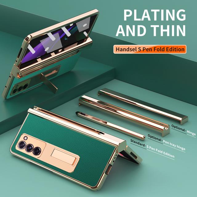 

Кожаный чехол с защитой от царапин для Samsung Galaxy Z Fold 4 3 Fold4 Fold2 Fold3 Fold 2 5g Защитная пленка для стекла for Galaxy Z Fold 4 зелёный