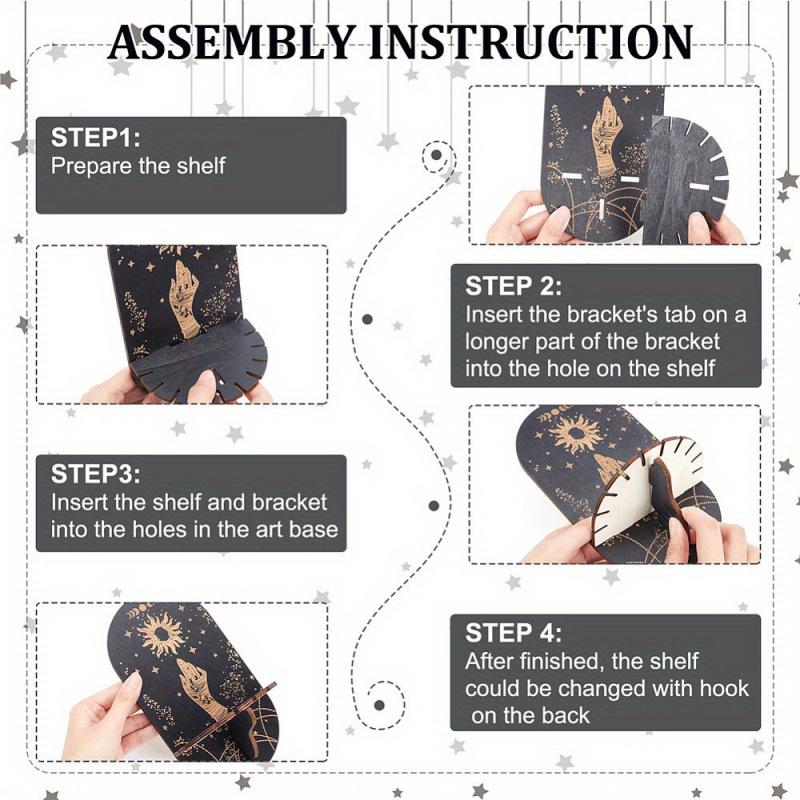 Crystal Black Sun Crystal Display Magic Bohemian Style Hand-Held Witch Supplies Wooden Pendants Pastoral Style Crystal Frame