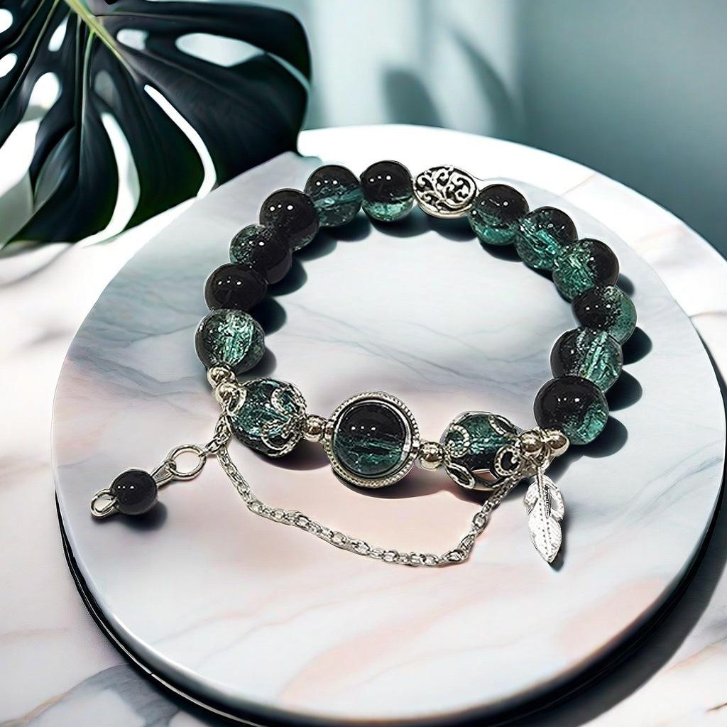 Super Fairy Forest Gradient Glass Bracelet - Chic Chinese Style Gift for Women and Best Friends, Lightweight Luxury Accessory