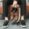 Fashion Men's Casual Shoes Embossed Leather Men Fashion Buckle Loafers Mens Slip-on Board Shoes Outdoor Flats