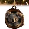 Cute Animal Christmas Ornament 2D Nimal Raccoon Owl Ornaments Car Bunny Decoration Squirrel Hedgehog Wildlife Bird Hanging E6U3