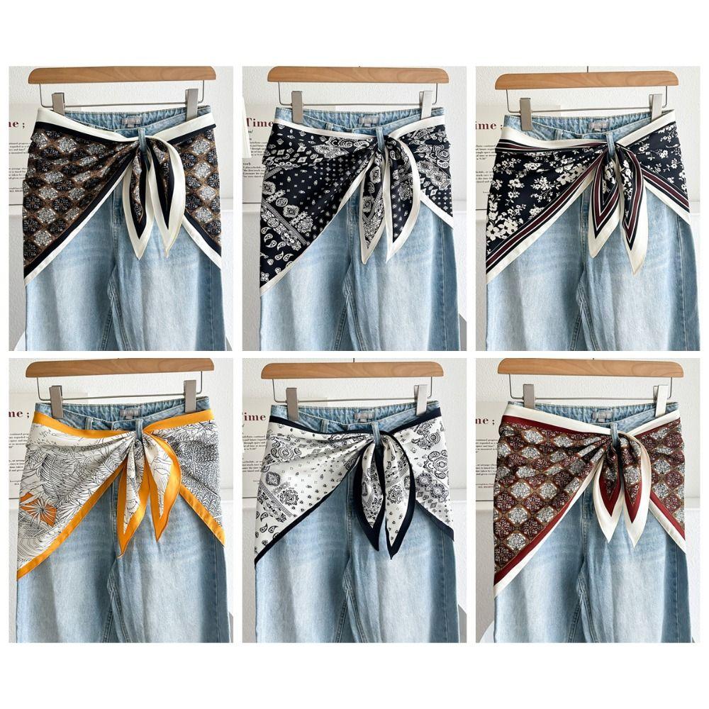 Satin Waist Triangle Scarf Belt Ethnic Style Shirt Extender Fashion Silk Scarf Women's Fashion