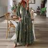 Bohemian Bell Sleeve V-neck Floral Vacation Maxi Dress
