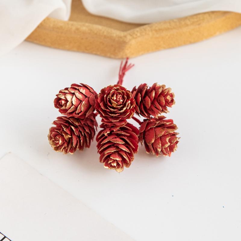 Artificial Plants Golden Fake Pinecone For Christmas Tree Decoration Wreaths Accessory Diy Wedding Home Decor Mini Bouquet