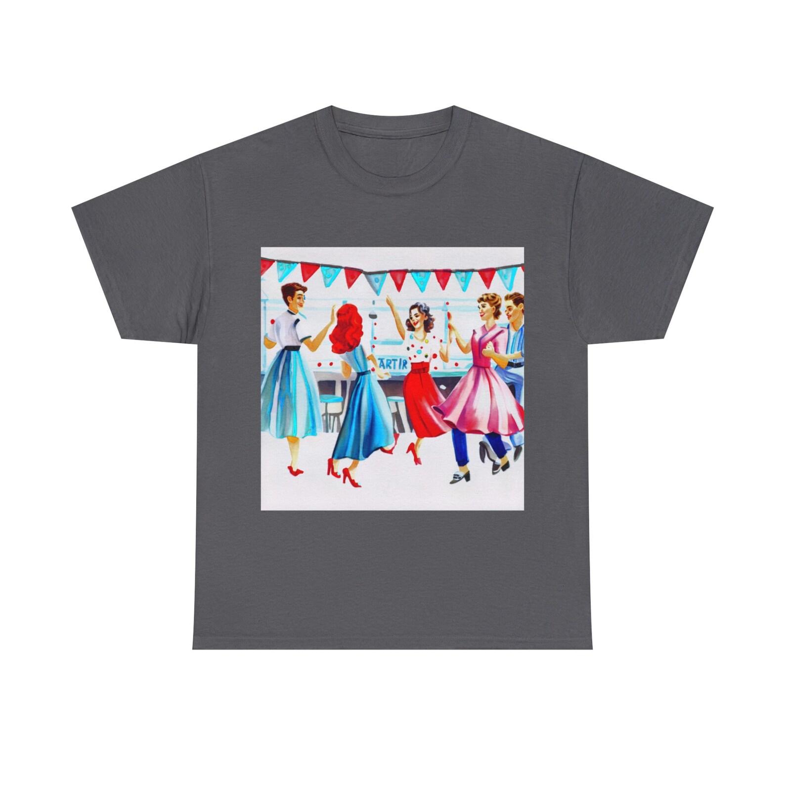 Unisex Heavy Cotton 50 s Vintage Watercolor Dance Town Party Tee 140
