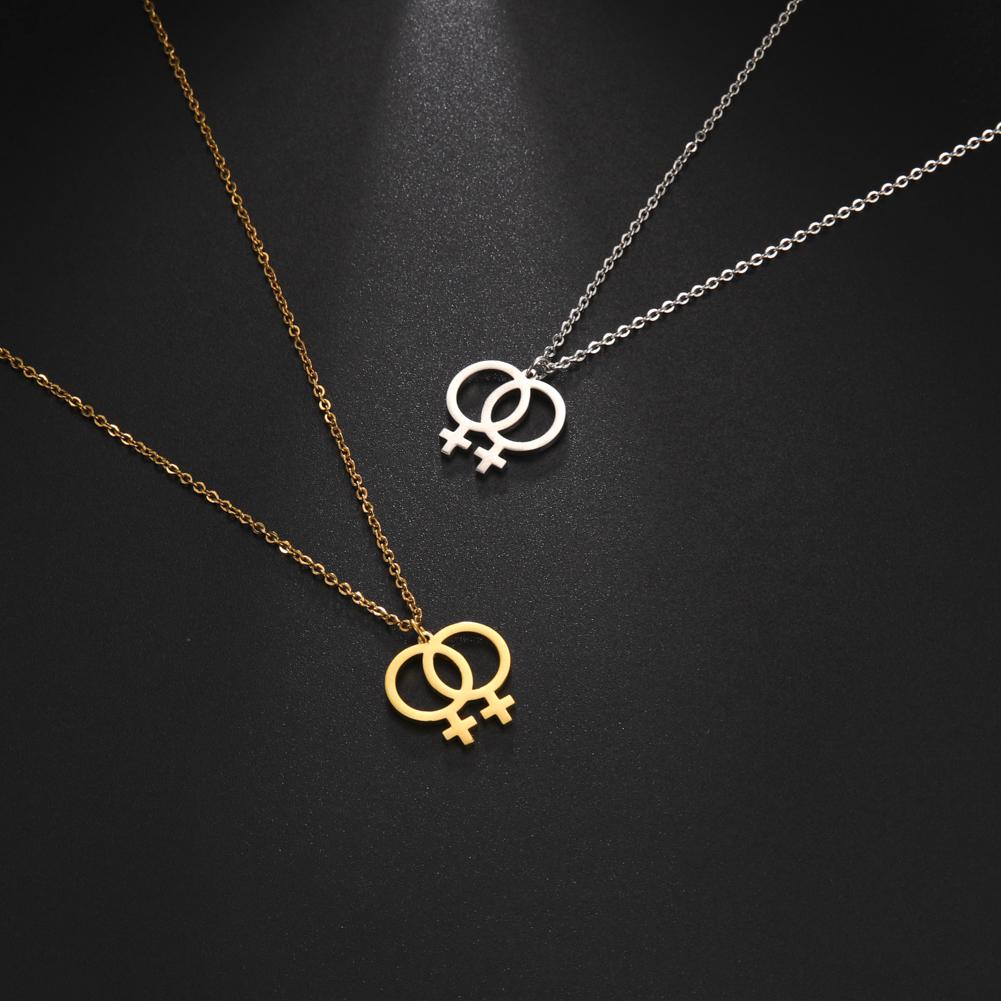 Collana Pendente LGBT Stesso Sesso Acciaio Inossidabile Uomo Donna Amore Libero Avanguardia Collana Coppia Gioiello per Festival Regalo