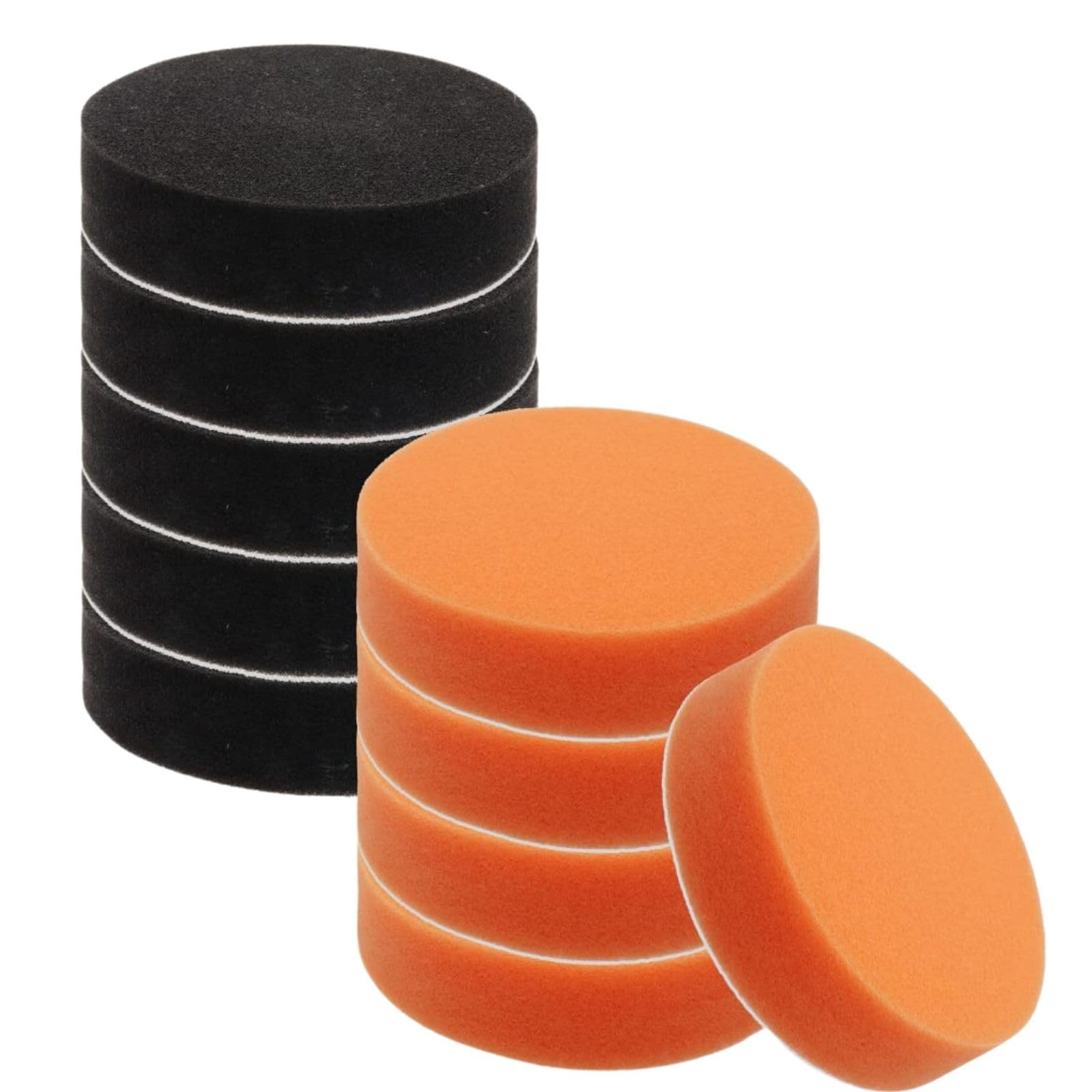 

150mm Flat Sponge Buffs for Electric Velcro for Polishes Orange 5 bath&bath Polishers, Closure, Ultra-Fine (5 + Black) чорний