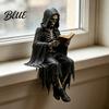 Industrial Style Decor Sitting Skeleton Bookend Ornament Matte Black Dark Hooded Figure Book