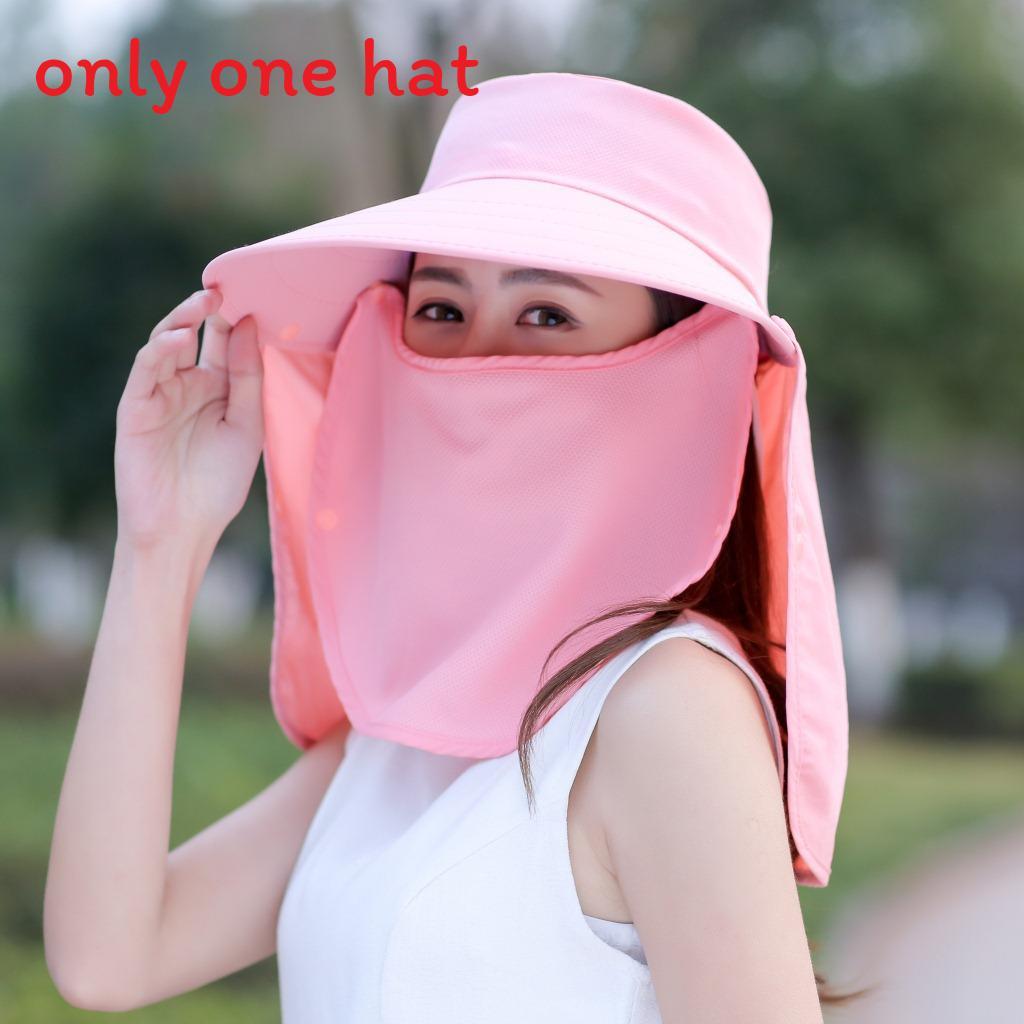 Summer Sun Protection Wide Brim Hat With Removable Face Cover For Outdoor Travel Adults