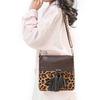 Schultertasche mit Leopardenmuster Damen Retro Mehrschichtige Handytasche