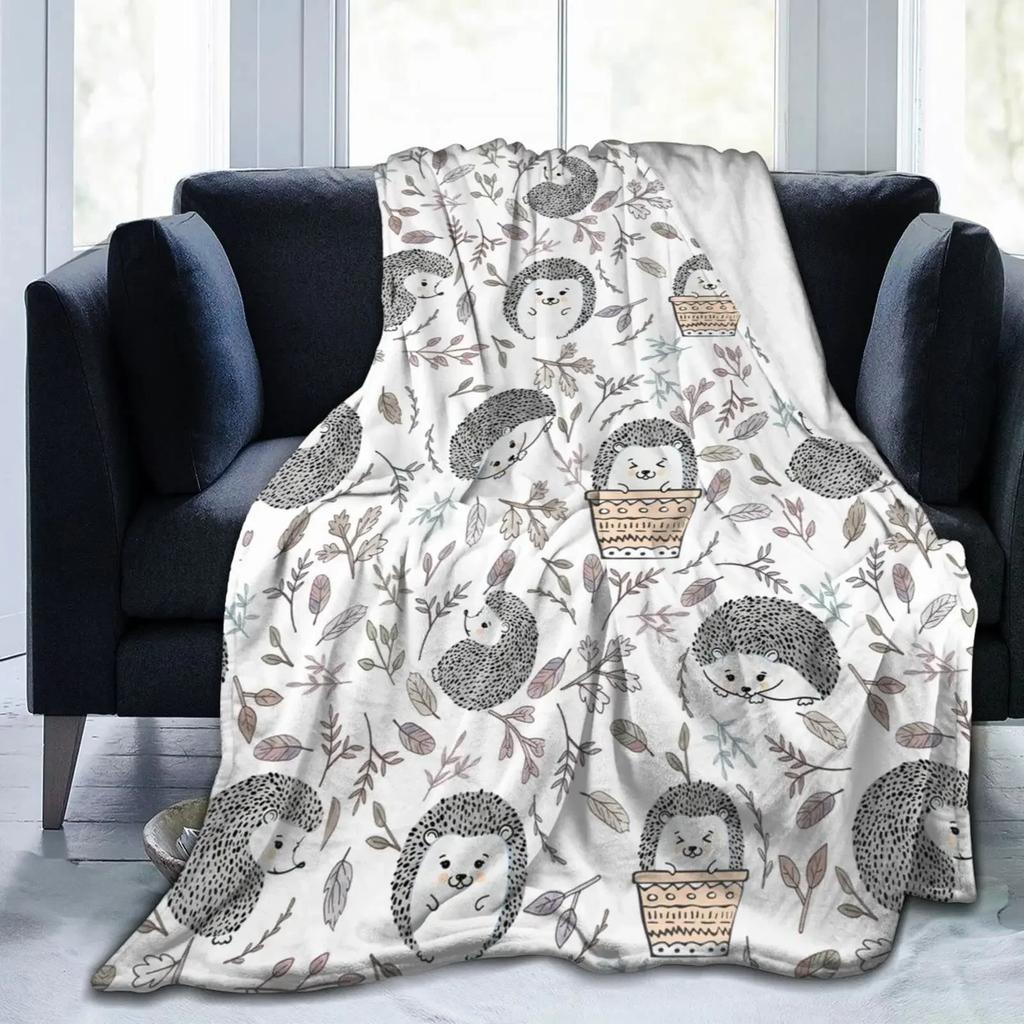 Hedgehog Blanket, Soft Flannel Throw Blanket with Super Cute Hedgehog Gifts for Girl Women Hedgehog Lovers Blanket for Couch Bed