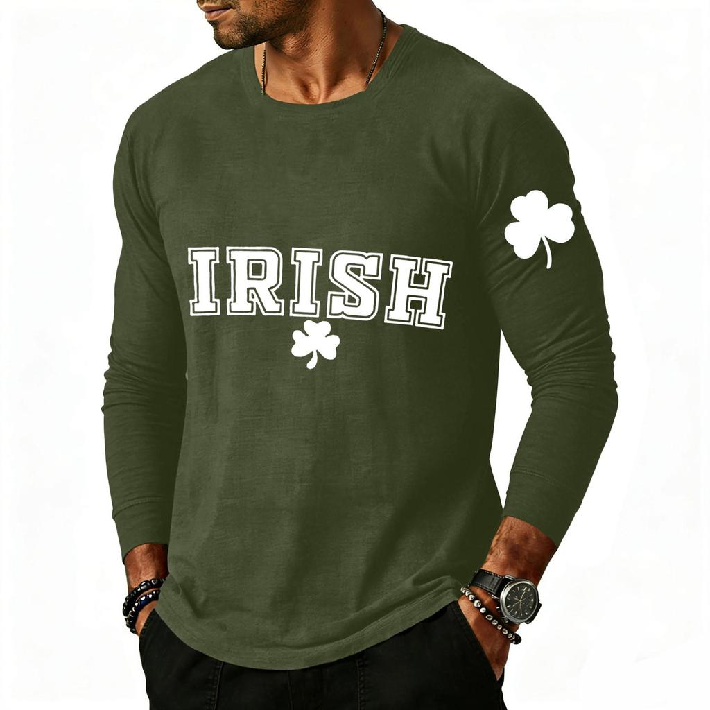 Men'S Printed T-Shirt Outdoor Retro Button Loose Long Sleeve Top