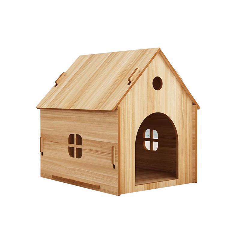 Four-Season Wooden Pet House: Indoor Cat Bed & Small Dog Kennel with Door