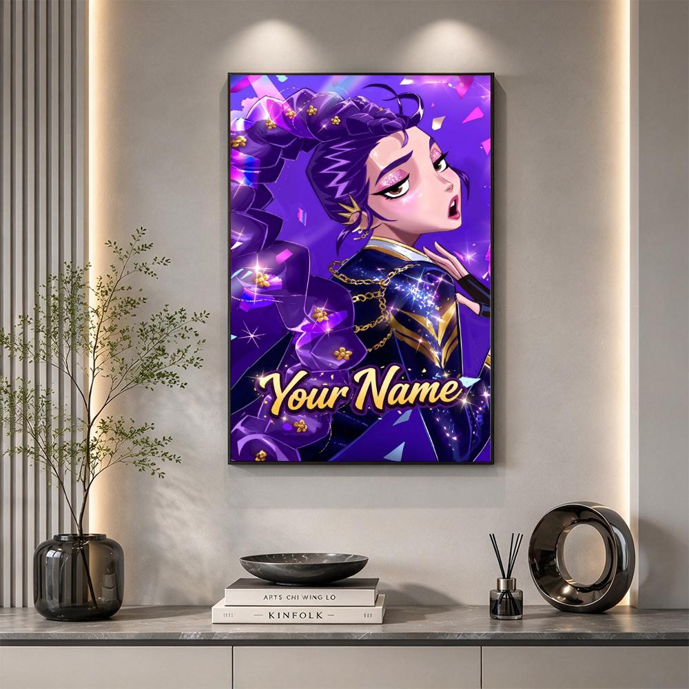 Kpop Demon Hunters Customize Your Name Diamond Painting Round Diamond Rhinestones Mosaic Diamond Embroidery Wall Paintings Rhinestones Gift Frameless