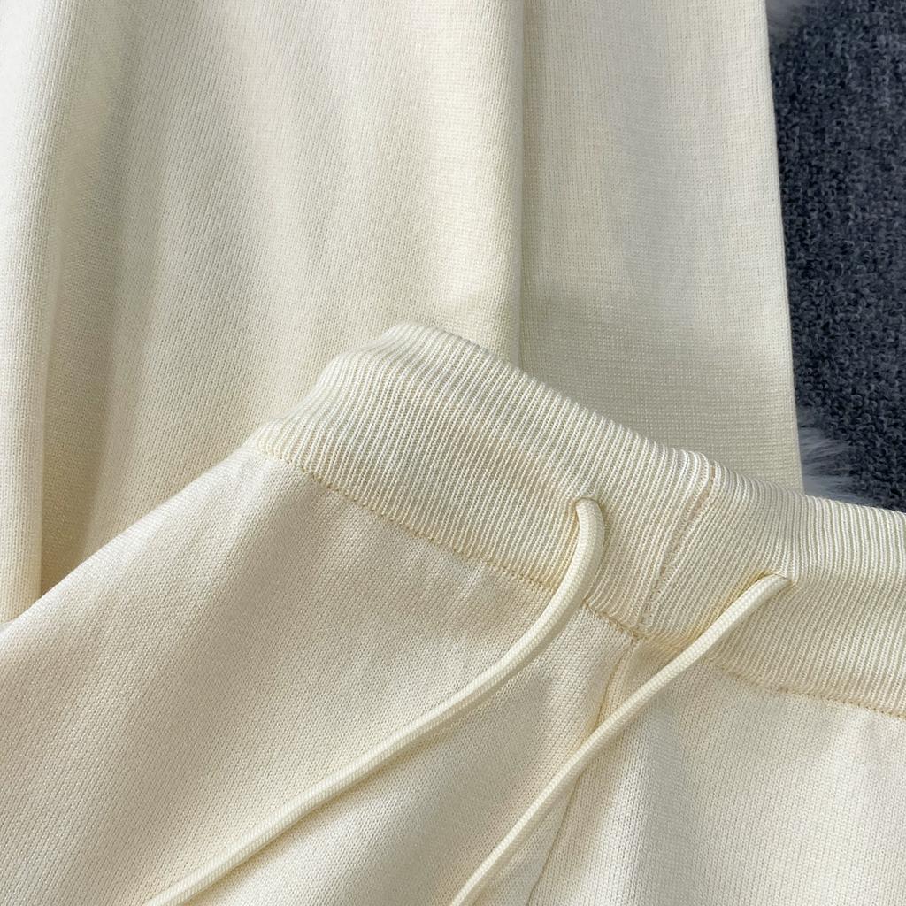 Autumn Winter Women Casual Knitted Sweater Trouser Two Piece Set Full Sleeve 3D Flower Jacket Coat and Wide Leg Pant Suit