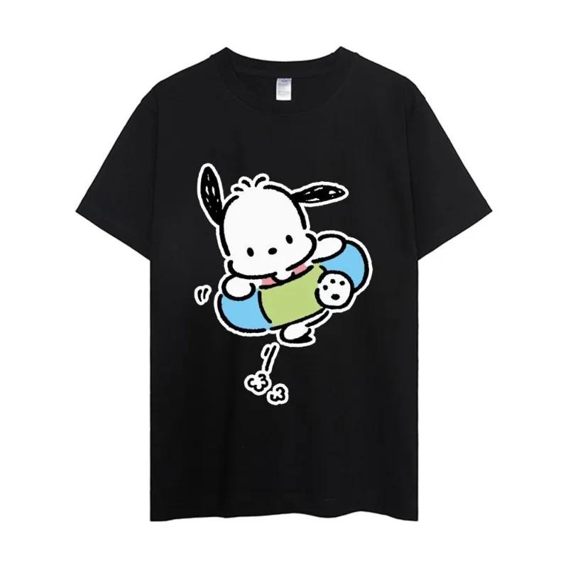 MINISO Sanrio Pochacco T Shirt Women Couple Combination Clothes Short Sleeve Collar Fashion Man Cotton